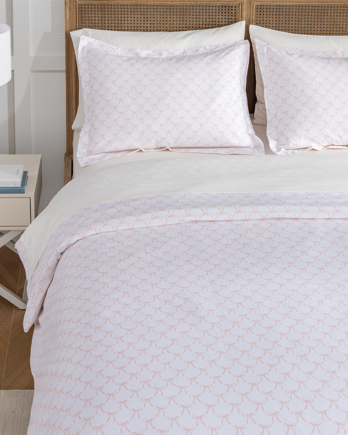 Draper James Pink Jamie Bow Cotton Percale Duvet Set