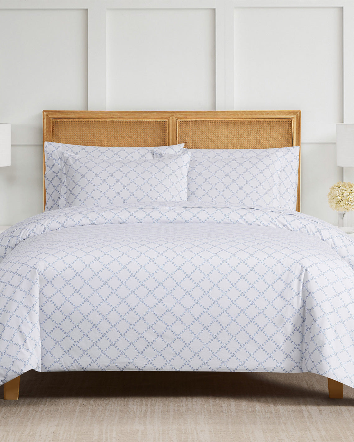 Draper James Magnolia White Multi Amy Lattice Cotton Percale Duvet Set