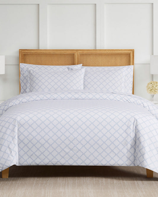 Draper James Magnolia White Multi Amy Lattice Cotton Percale Duvet Set