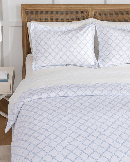 Draper James Magnolia White Multi Amy Lattice Cotton Percale Duvet Set