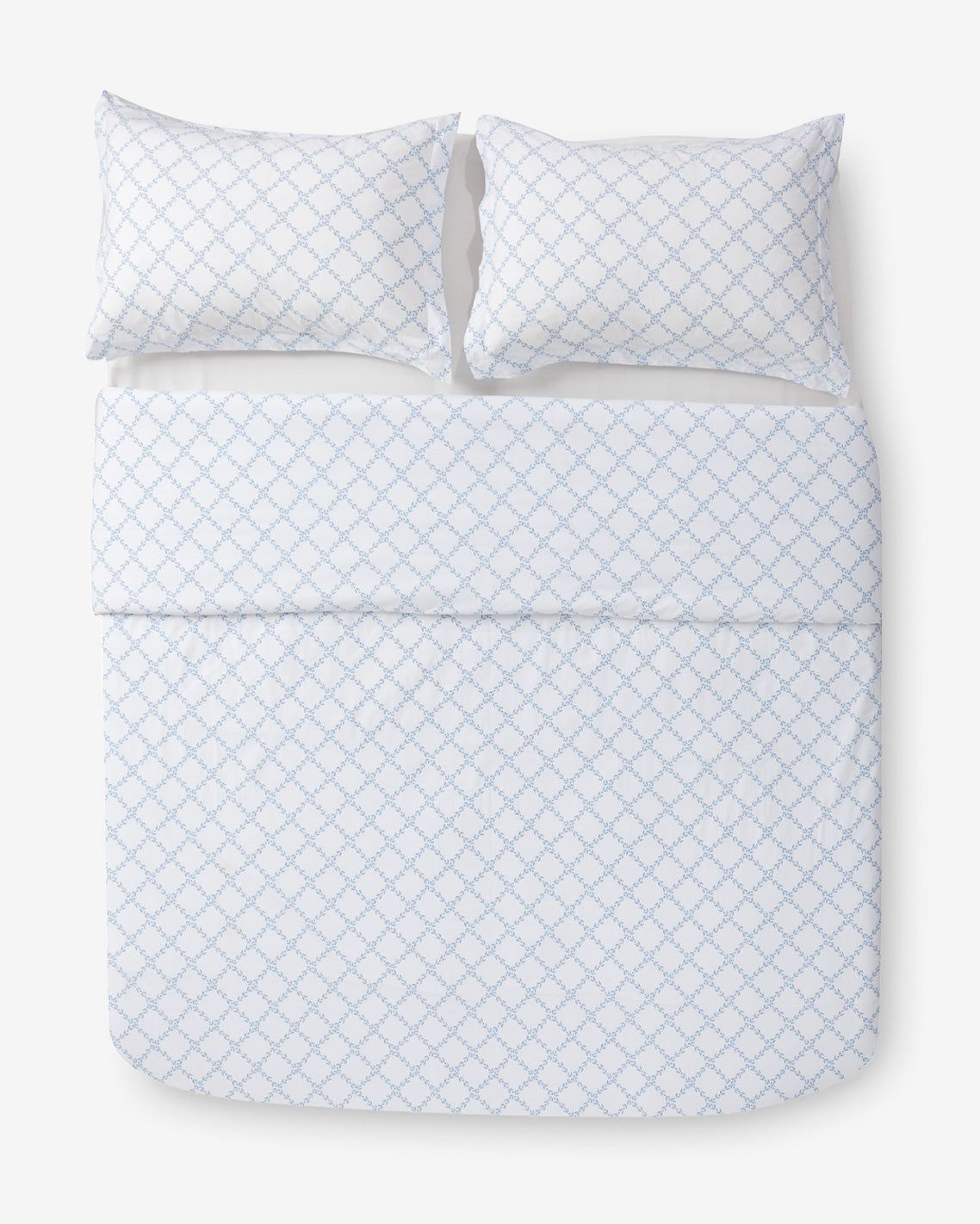 Draper James Magnolia White Multi Amy Lattice Cotton Percale Duvet Set