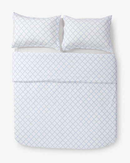 Draper James Magnolia White Multi Amy Lattice Cotton Percale Duvet Set