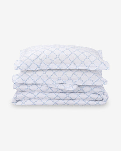 Draper James Magnolia White Multi Amy Lattice Cotton Percale Duvet Set
