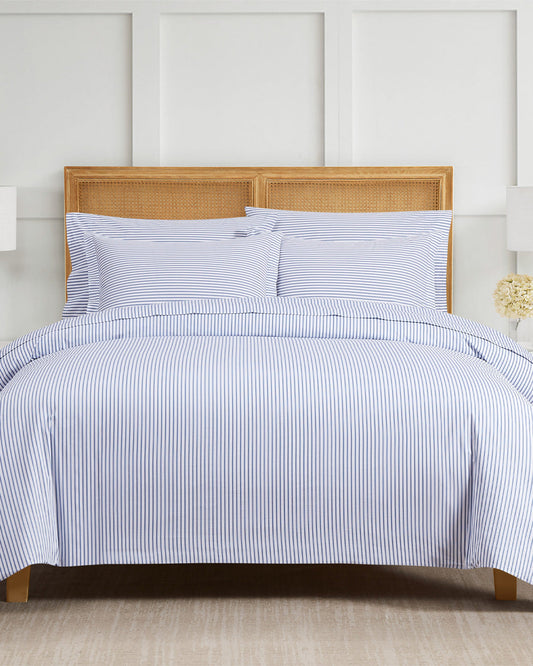 Draper James Blue Multi Amy Stripe Cotton Percale Duvet Set