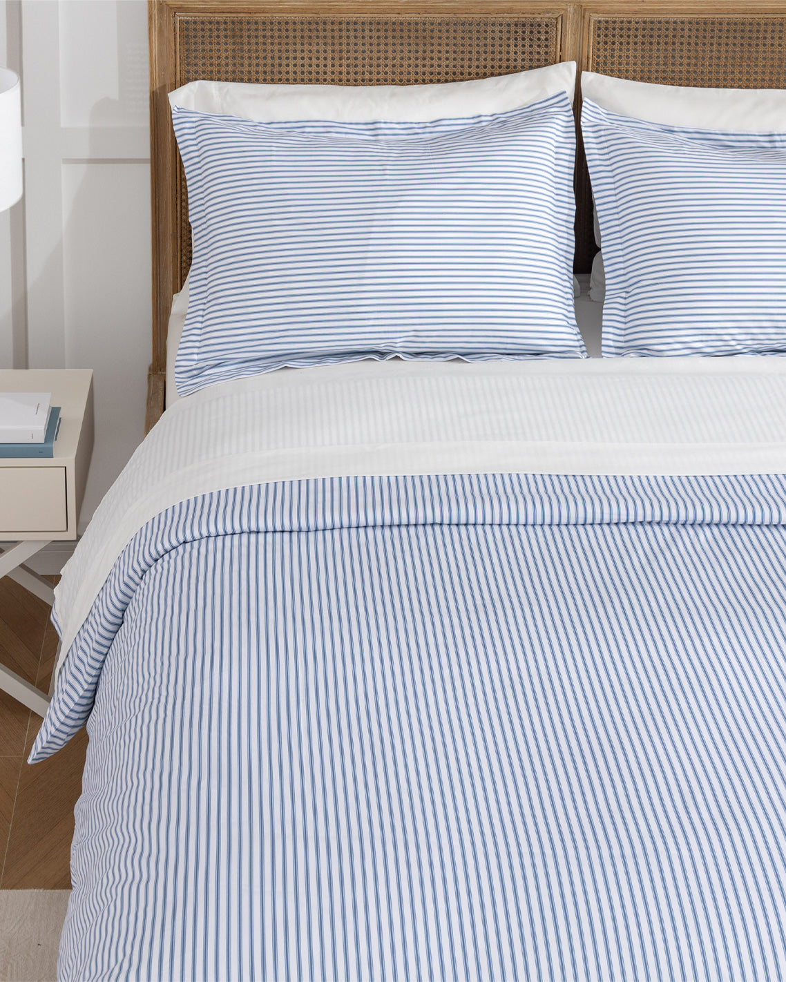 Draper James Blue Multi Amy Stripe Cotton Percale Duvet Set