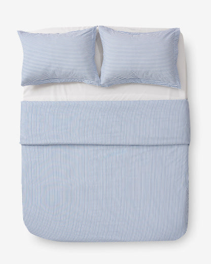 Draper James Blue Multi Amy Stripe Cotton Percale Duvet Set