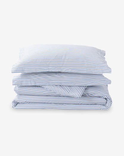 Draper James Blue Multi Amy Stripe Cotton Percale Duvet Set