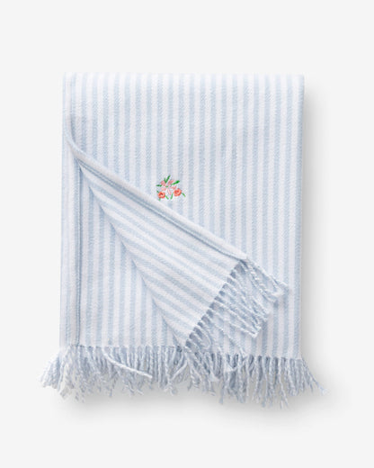 Draper James Blue Multi Embroidered Woven Throw