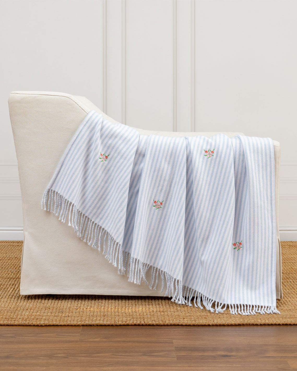 Draper James Blue Multi Embroidered Woven Throw