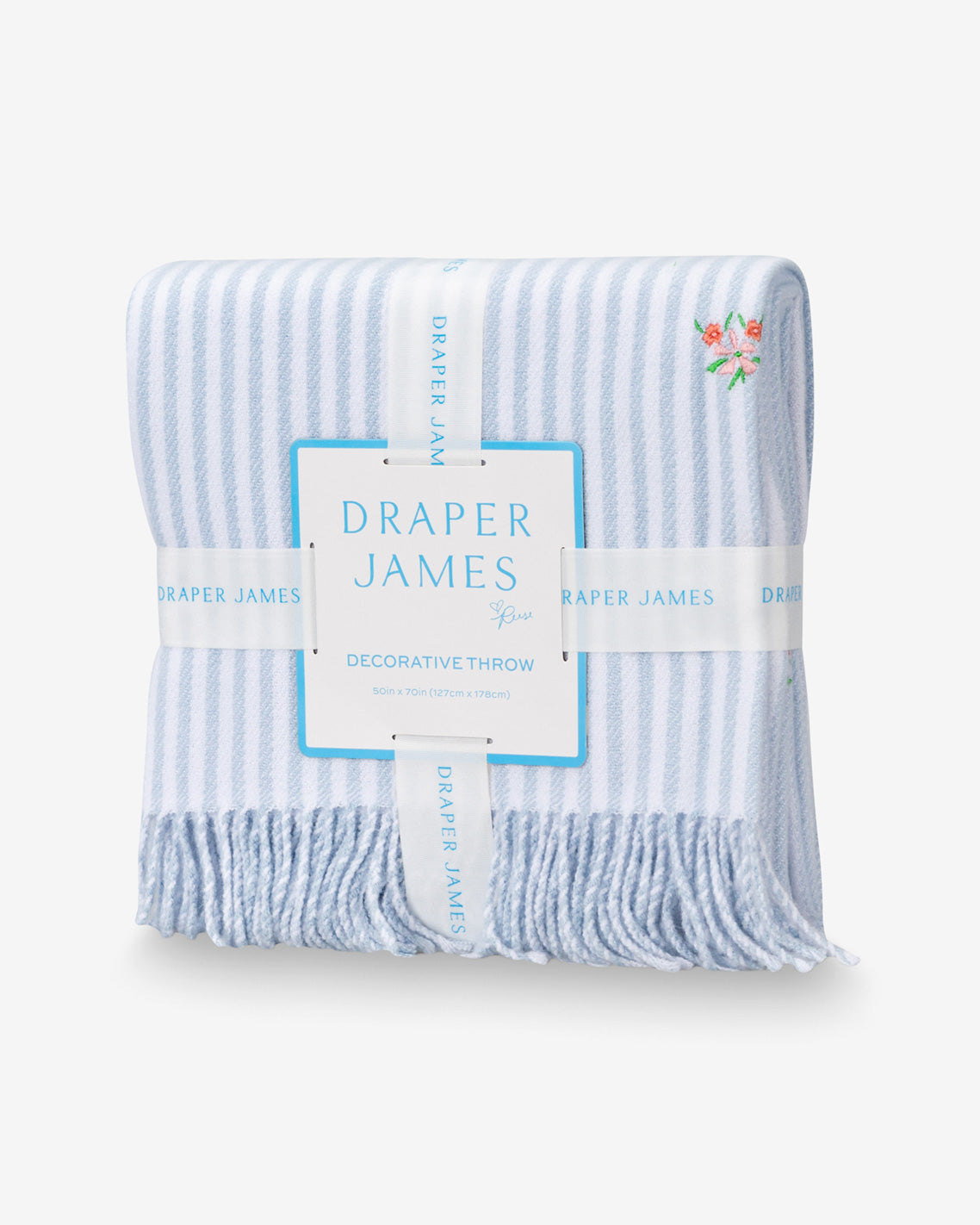 Draper James Blue Multi Embroidered Woven Throw