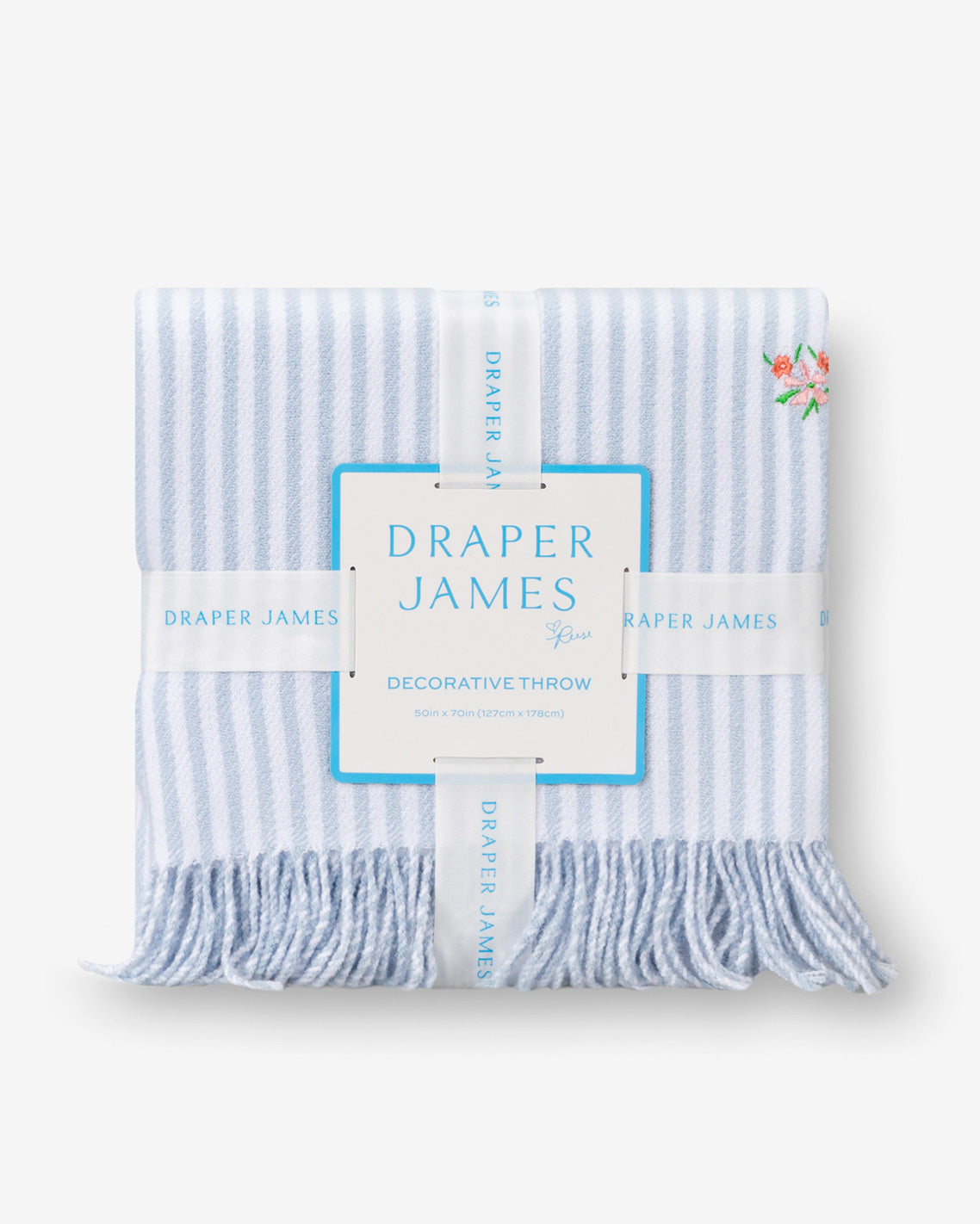 Draper James Blue Multi Embroidered Woven Throw