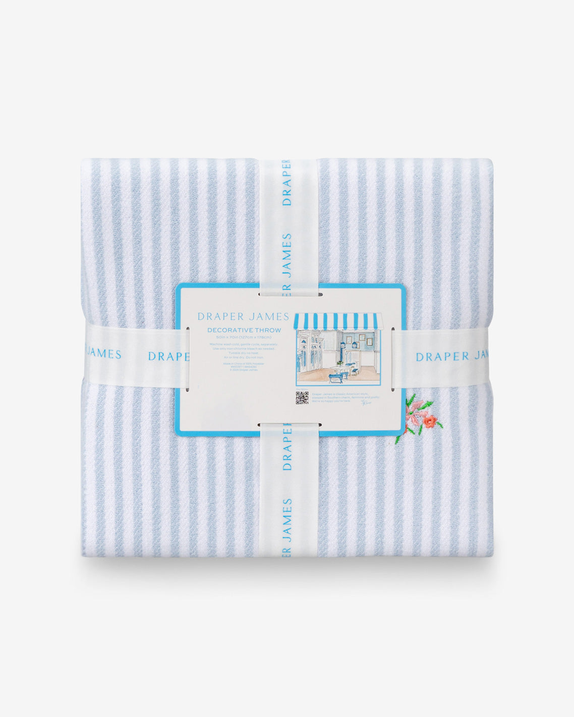 Draper James Blue Multi Embroidered Woven Throw