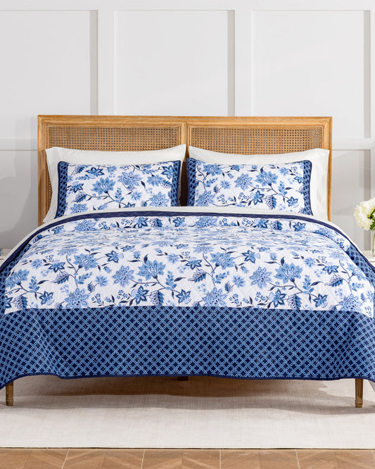 Draper James Blue Multi Justina Simple Lattice Quilt Set