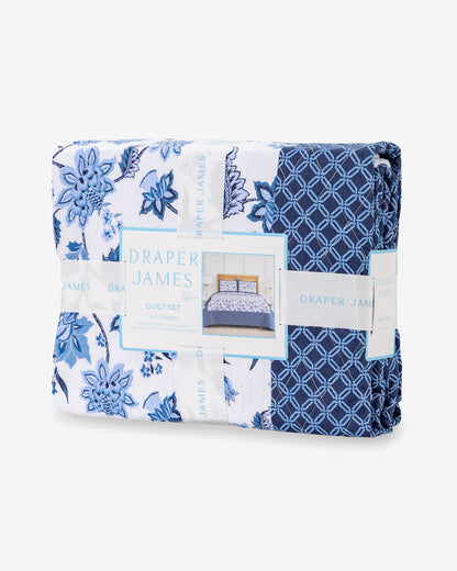 Draper James Blue Multi Justina Simple Lattice Quilt Set