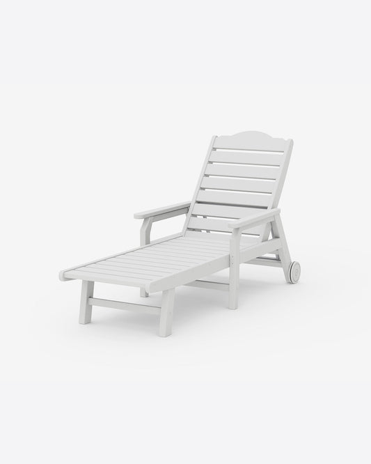 Draper James White Savannah Chaise with Arms & Wheels in Natural