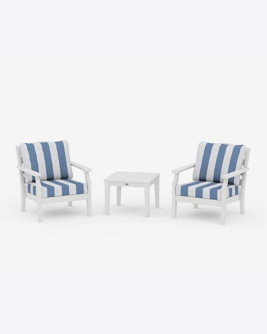 Draper James White Savannah 3-Piece Seating Set – Cabana Stripe Natural