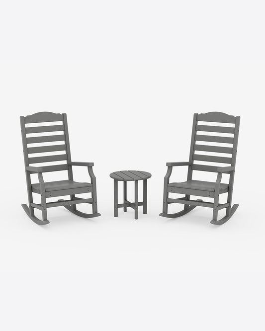 Draper James Slate Grey Savannah 3-Piece Rocking Chair Set in Blue