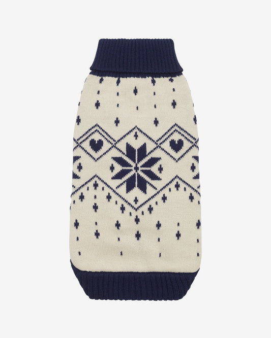 Draper James Magnolia White Multi Snowflake Heart Dog Sweater