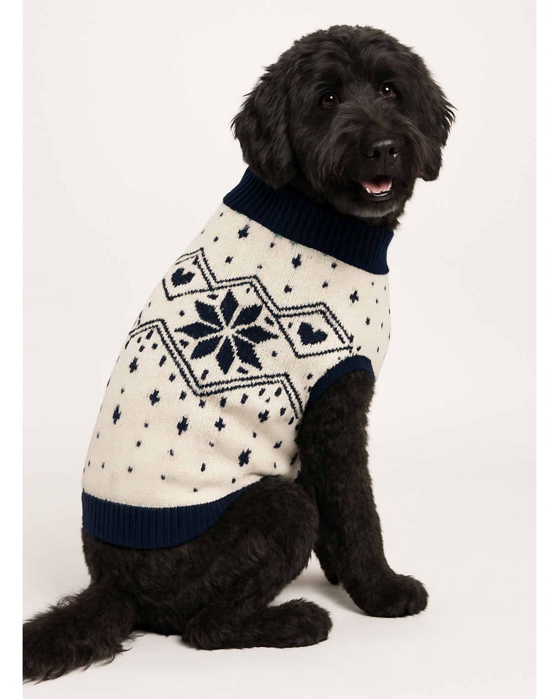 Draper James Magnolia White Multi Snowflake Heart Dog Sweater