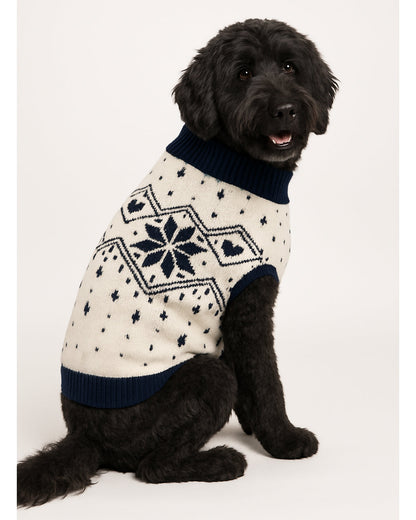 Draper James Magnolia White Multi Snowflake Heart Dog Sweater