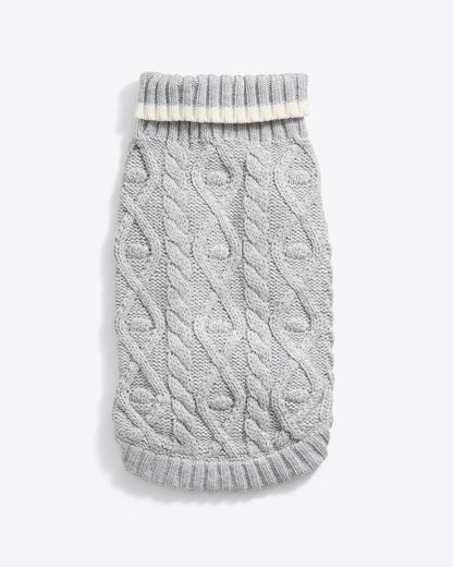 Draper James Grey Cable Knit Dog Sweater