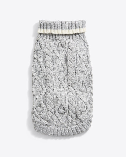 Draper James Grey Cable Knit Dog Sweater