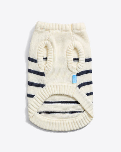Draper James Magnolia White Dog Sweater in Mariner Stripe
