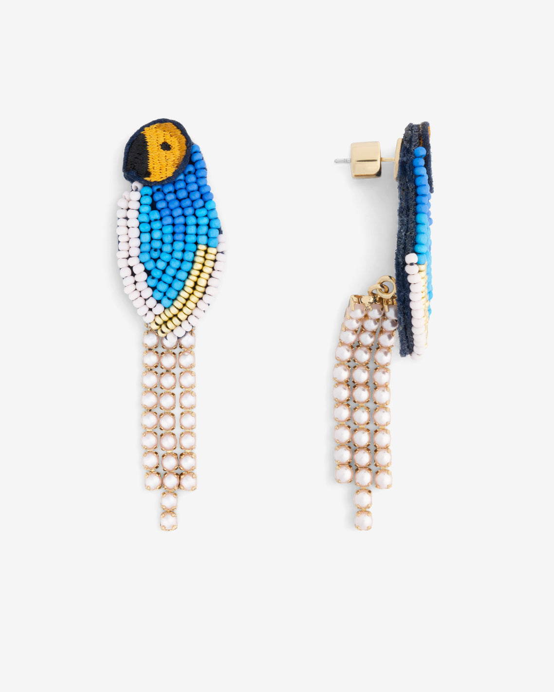 Draper James Blue Multi Beaded Parrot Earrings