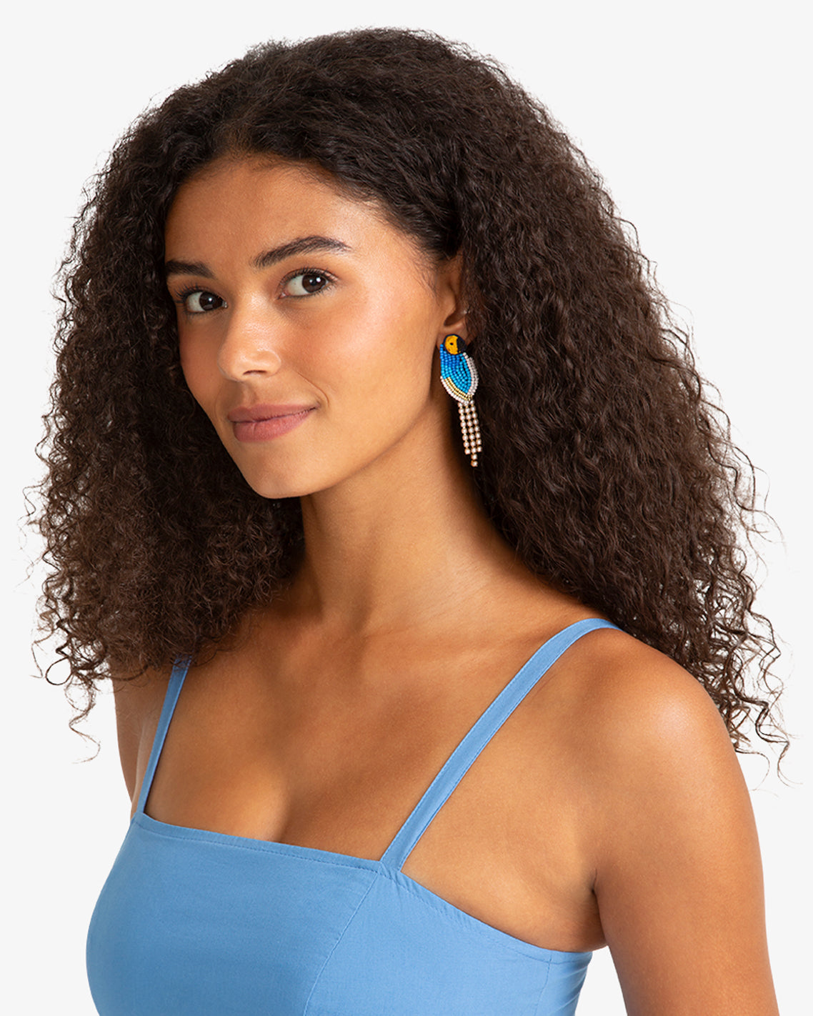 Draper James Blue Multi Beaded Parrot Earrings