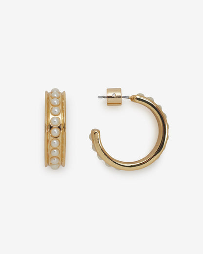 Draper James Gold Pearl Studded Hoops