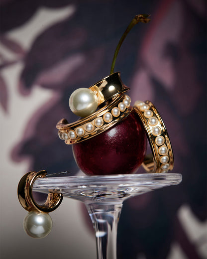 Draper James Gold Pearl Studded Hoops