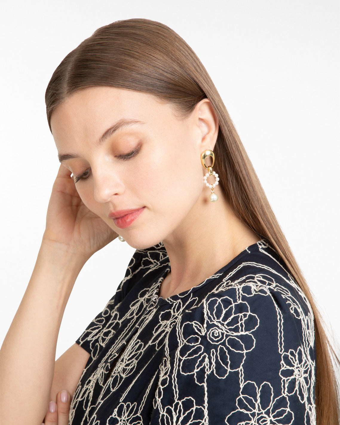 Draper James Gold Pearl Drop Earrings