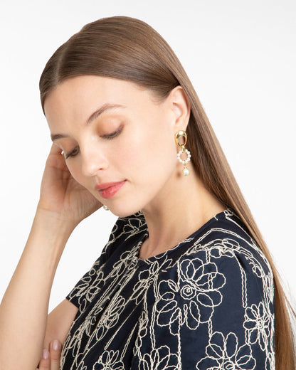 Draper James Gold Pearl Drop Earrings