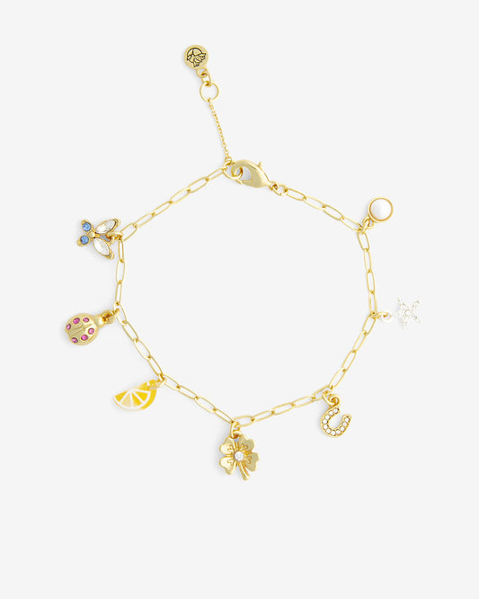 Draper James Gold A Little Luck Charm Bracelet