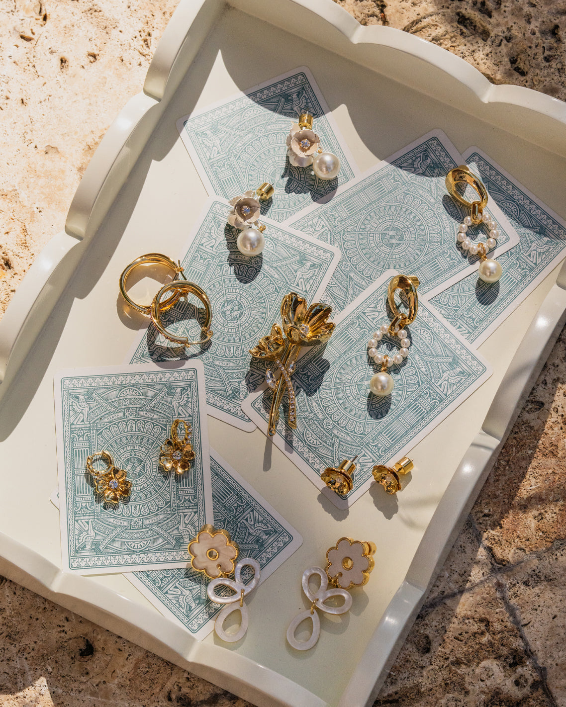 Draper James Gold Lucky Clover Hoop Earrings