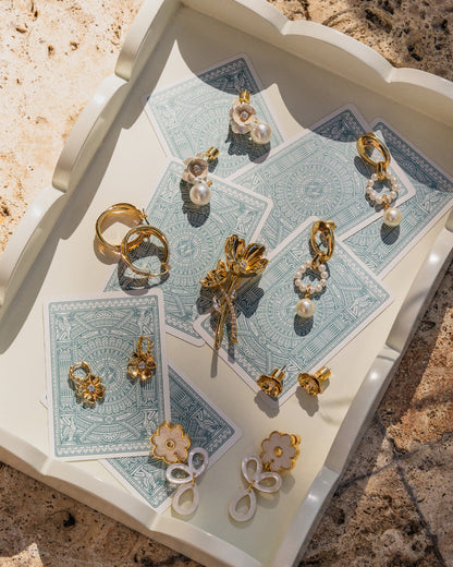 Draper James Gold Lucky Clover Hoop Earrings