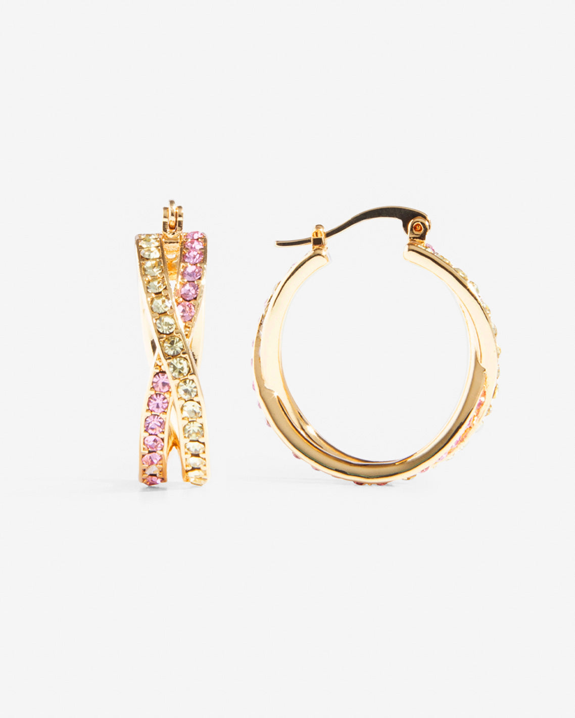 Draper James Gold Jeweled Crossover Hoop Earrings