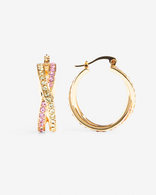 Draper James Gold Jeweled Crossover Hoop Earrings