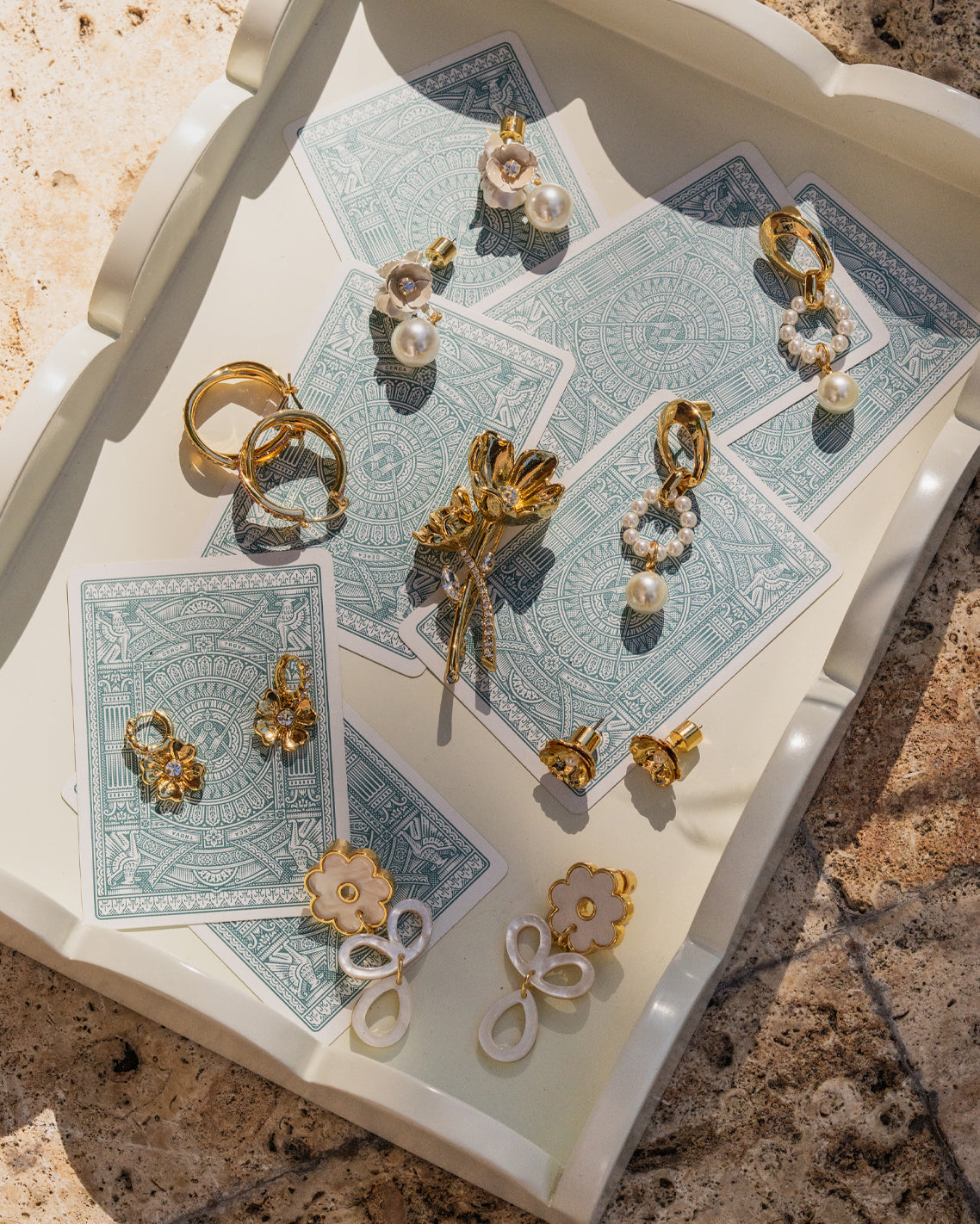 Draper James Gold Jeweled Crossover Hoop Earrings