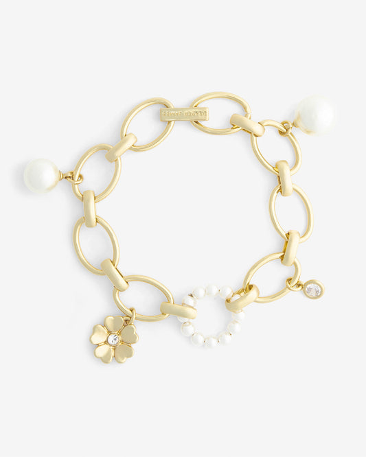 Draper James Gold Pearl and Gold Chain Bracelet