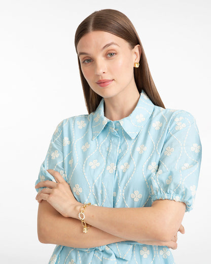 Draper James Gold Pearl and Gold Chain Bracelet