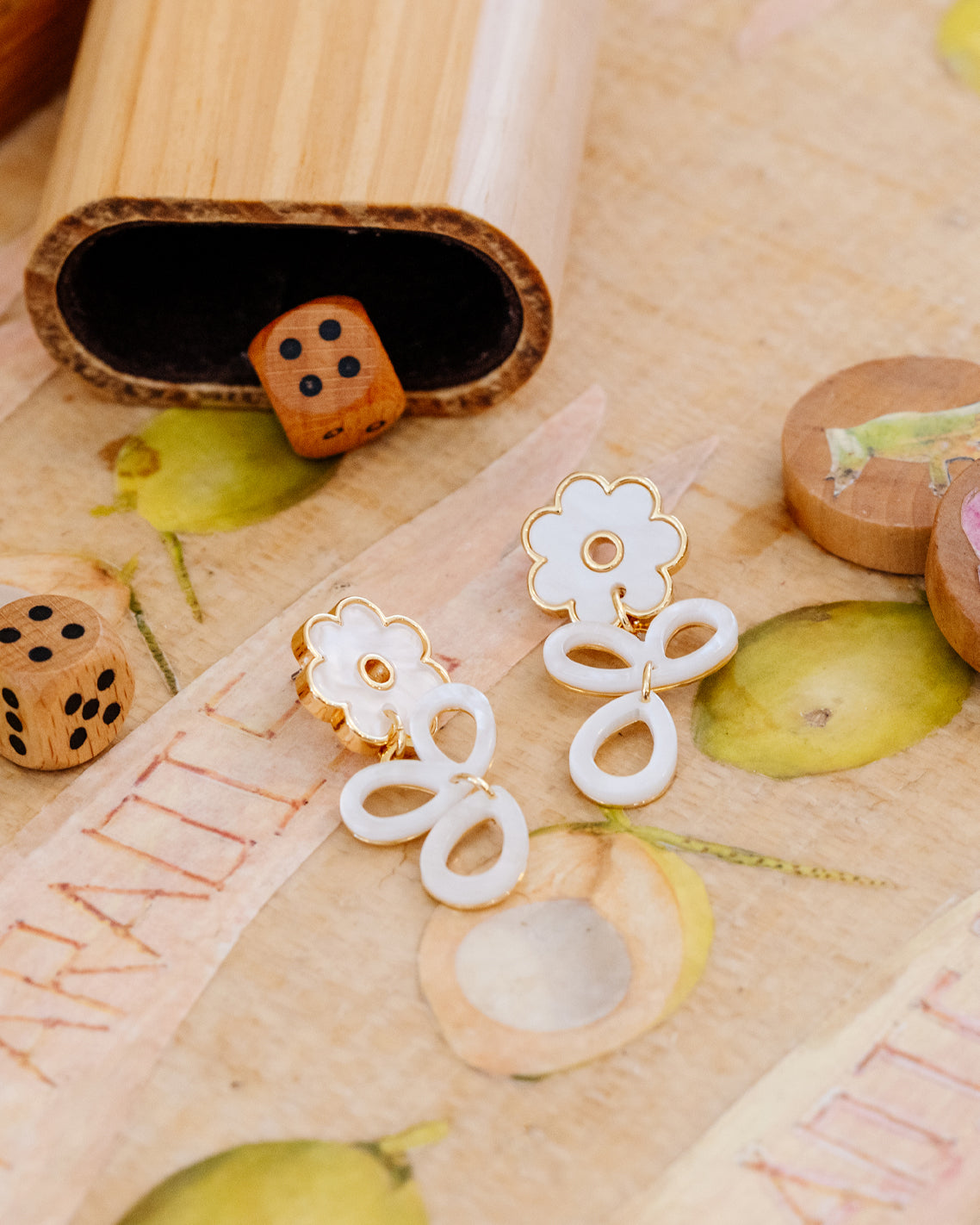 Draper James White Acetate Petal Earrings