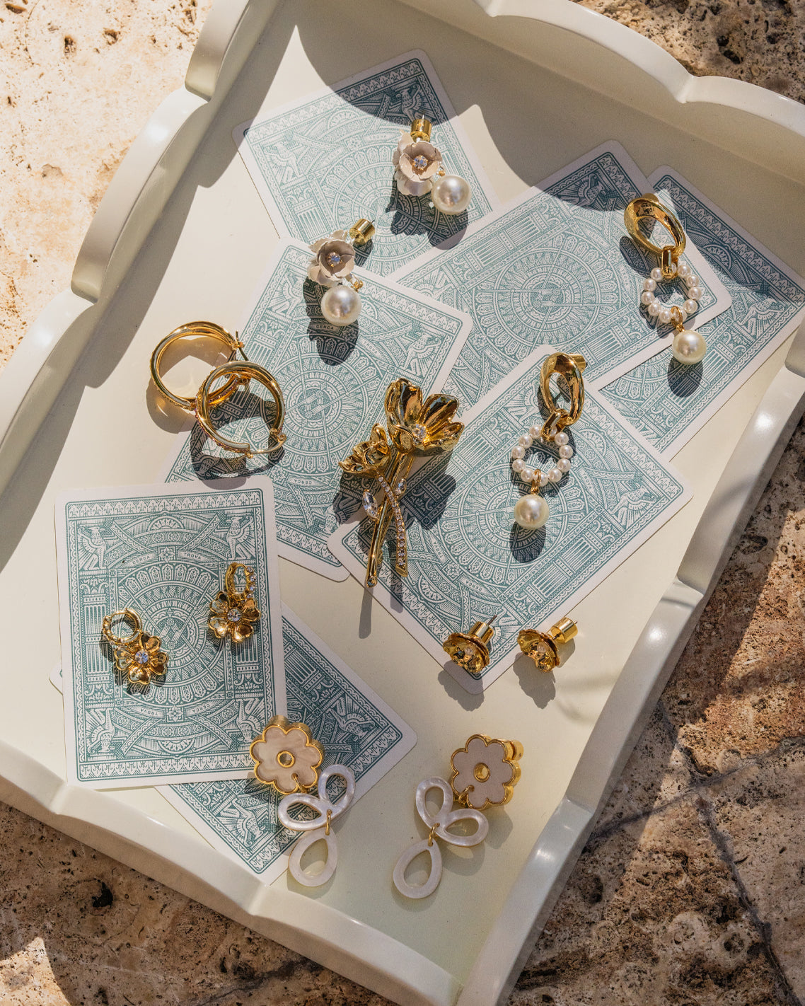 Draper James White Acetate Petal Earrings