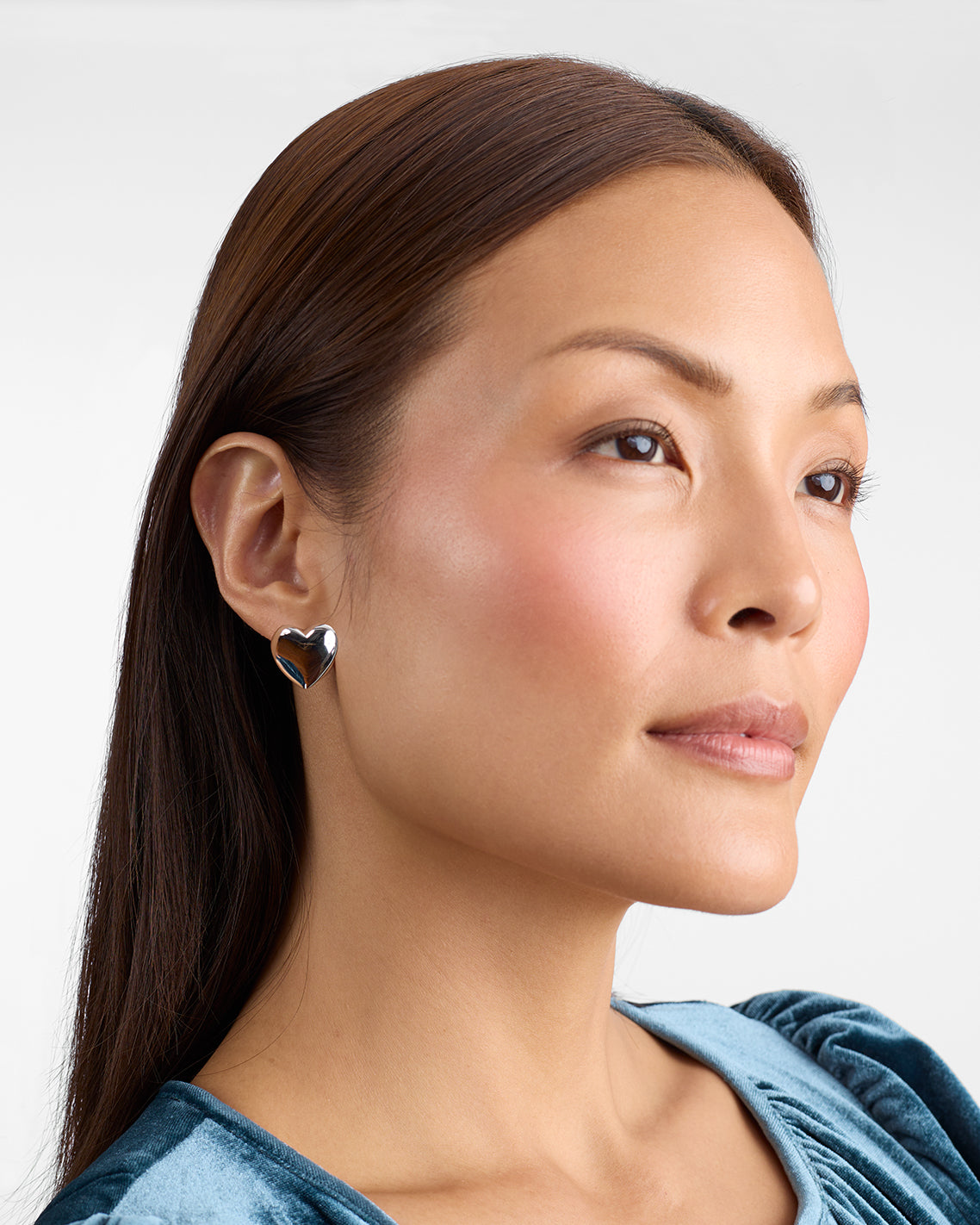 Draper James Silver Puffy Heart Studs | Women's Stud Earrings