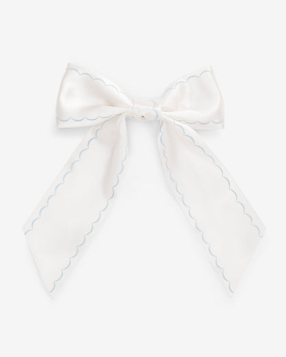 Draper James White Scallop Embroidery Bow Clip