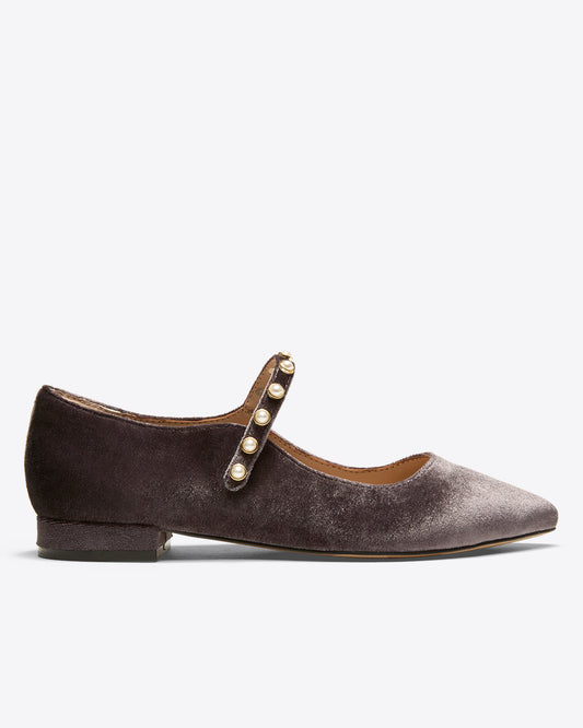 Draper James Grey Abigail Velvet Flat | Women's Flats by Draper James