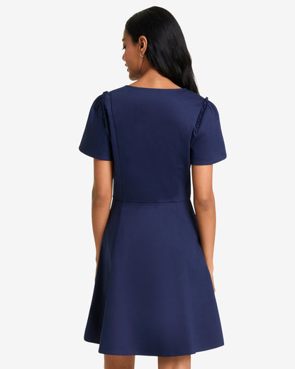 Draper James Nassau Navy Mae Love Circle Dress in Navy