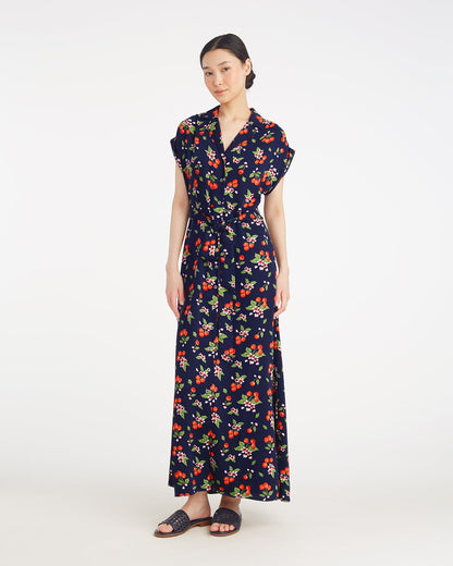 Draper James Cherry Blossom Devin V-Neck Midi Dress in Cherry Blossom