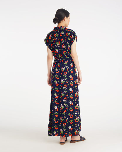 Draper James Cherry Blossom Devin V-Neck Midi Dress in Cherry Blossom
