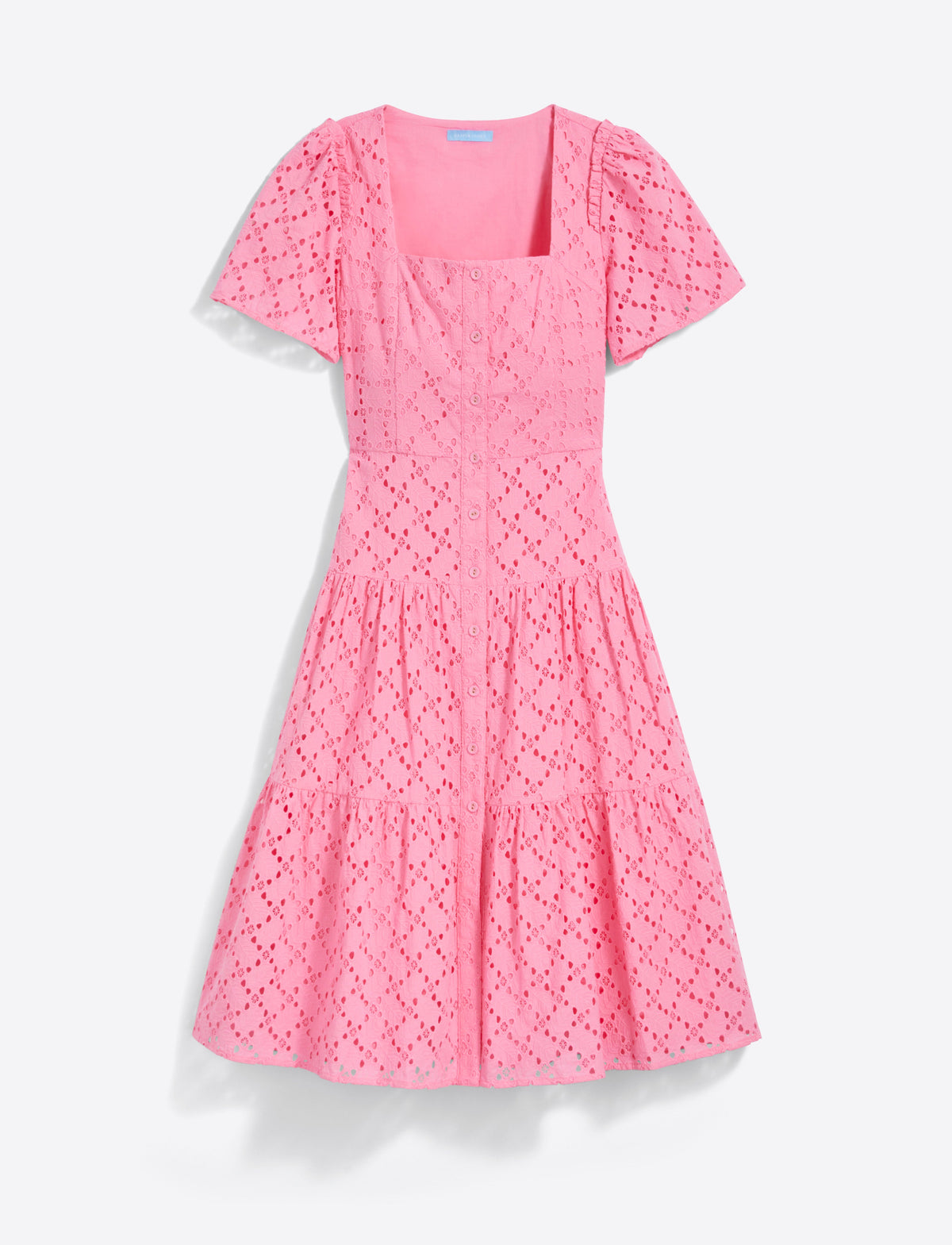 Draper James Sachet Pink Eyelet Caitlyn Midi Dress in Eyelet